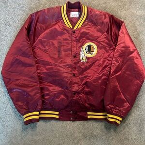 Vintage 90s Washington Redskins Locker Line Satin Nylon Snap Button Jacket LRG